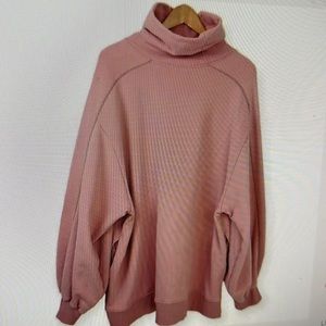 LIT Whisper Oversized High Neck Sweatshirt Pink SZ M Pockets Athleisure Soft